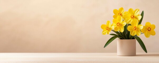 Daffodils Blooming Delightfully in a Simple Vase Springtime Floral Display of Yellow Flowers