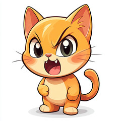 Chibi style cat emoji with adorable pout and fierce expression
