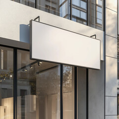 mockup sign white board design realistic in front of the shop