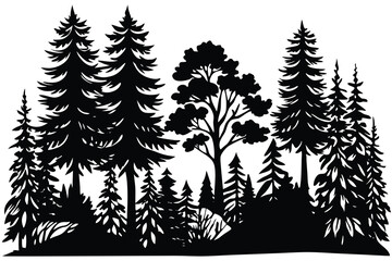 Fototapeta premium Forest black silhouette vector