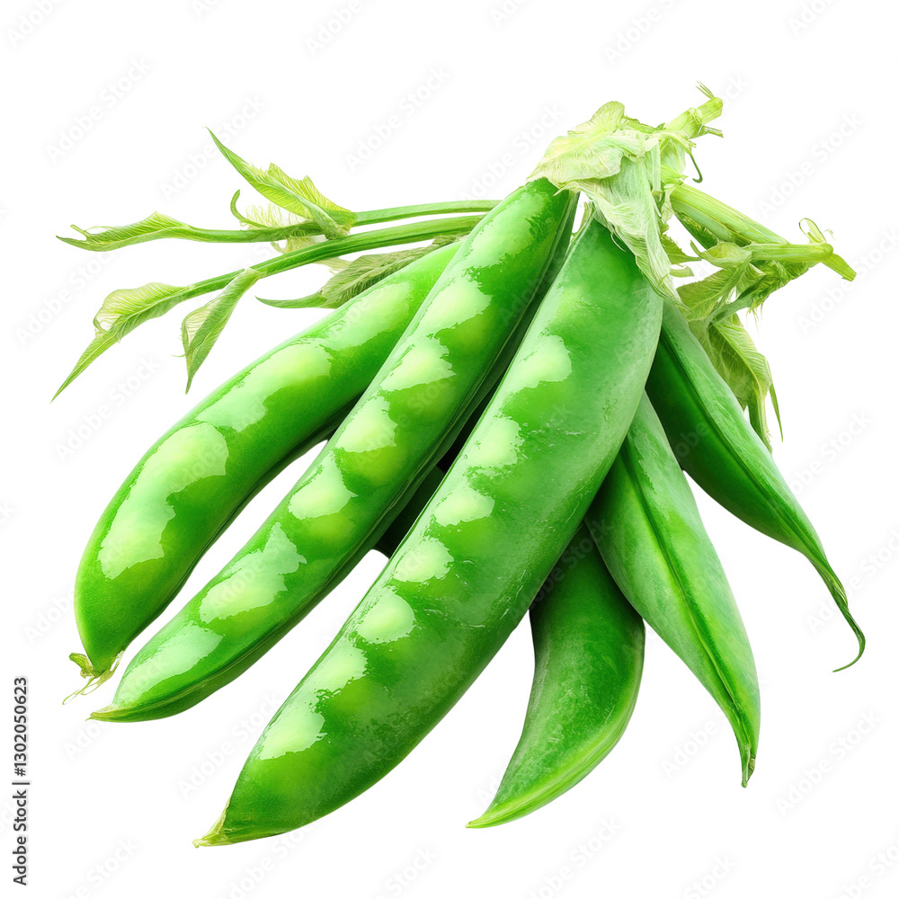 Poster a vibrant bunch of fresh green peas resting on a simple surface highlighting their natural color and