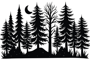 Obraz premium Forest black silhouette vector
