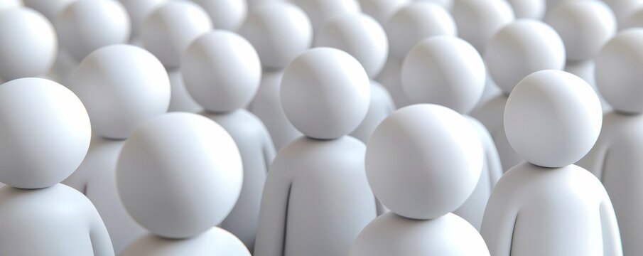 Anonymous Crowd of White Figures in 3D Render