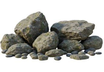 Natural Stone Formation With Varied Textures And Shapes Against A Transparent Backgrounds  With