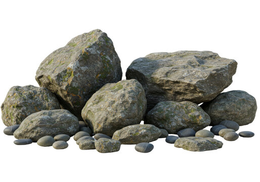 Natural Stone Formation With Varied Textures And Shapes Against A Transparent Backgrounds  With
