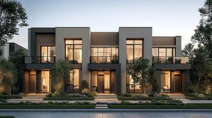 Fototapeta premium Investor exploring townhouse development opportunities, Real Estate TownhouseTownhome, strategic market expansion