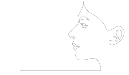 woman faces. Linear background. Use for package, cosmetics, decor. Fashion concept, feminine beauty minimalist