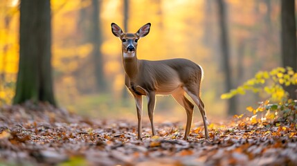Autumn Deer in Golden Forest