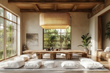 Serene Wooden Dining Room Design