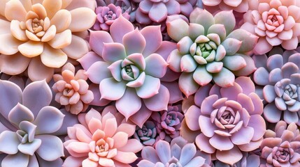 Elegant Rosette Succulent Arrangement Display Pastel Shades Beauty Artistic Composition Floral Design