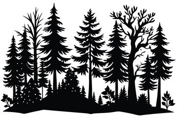 Tree and forest silhouettes Vector illustration