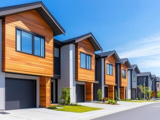 Fototapeta premium Highrise luxury townhomes in a mixeduse development, Real Estate TownhouseTownhome, urban integrated living