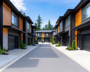 Highend townhouses with private garages and landscaped courtyards, Real Estate  TownhouseTownhome, suburban luxury
