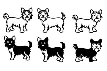 set of Yorkshire Terrier Dog Silhouette vector illustration