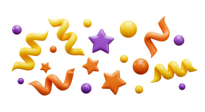 3d confetti firework background. Colorful realistic firecracker icon