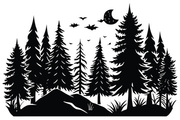 forest silhouette art