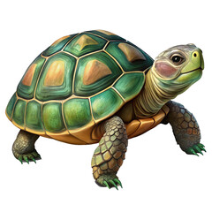 Small Green and Yellow Turtle with a Smooth Shell and Short Legs