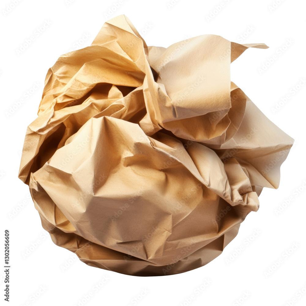 Wall mural crumpled paper ball discarded on a surface highlighting the texture and imperfection in a creative a
