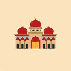 Islamic mosque building vector illustration image. Ramadan Kareem cultural Islamic festival