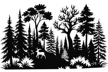 Mountain Forest Tree Landscape Silhouette Vector