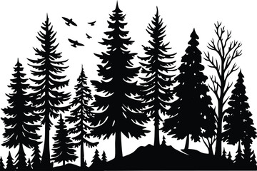 Obraz premium Forest black silhouette