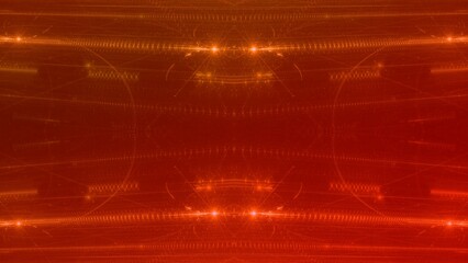 orange leuchtende Lichtpunkte, digitaler Datentransfer, KI, AI, Internet, Energie, Datenfluss, Technologie, Wissenschaft, Forschung, Austausch, Algorithmus, Hintergrund, Zentrum, Mitte