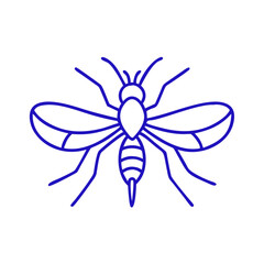 Bee icon flying, represents pollination and nature, blue outline, modern design