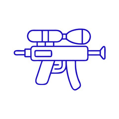 Obraz premium Paintball gun icon in blue outline, modern design