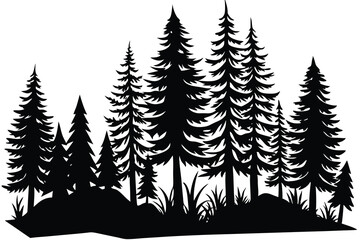 Silhouette tree fores vector illustration Ai generated