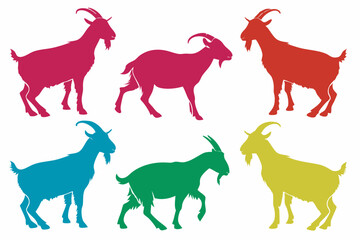 set of Goat Silhouette vector illustration