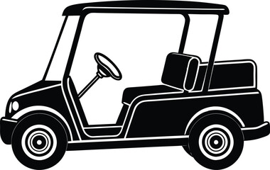Black and white golf car illustration vector