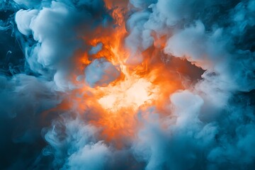 Obraz premium Fiery explosion of smoke on a black background. Abstract background.