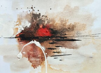 Fiery Earth Contemporary Abstract Expressionism Textured Painting in Warm Tones Color Composition