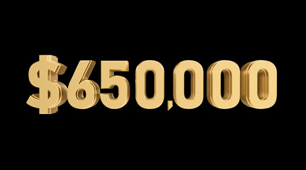 650 thousand dollars 3D gold, 3D numbers