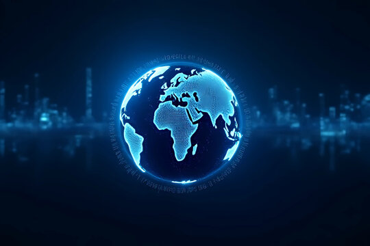 globe on blue background