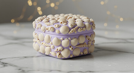 Lovely lavender seashell decorative box crafts handmade gift diy art chic on transparent background