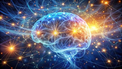Futuristic Brain Concept with Neural Connections and Bright Lights