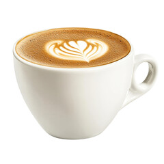 Steaming cup of freshly brewed coffee on a wooden table with warm light creating a cozy atmosphere isolated on transparent background..