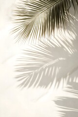  minimalistic background with white sand and shadow of palm tree in clipart style