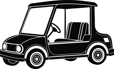 Golf car black silhouette