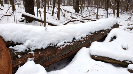 Snow covered hollow log in Shamokin Springs