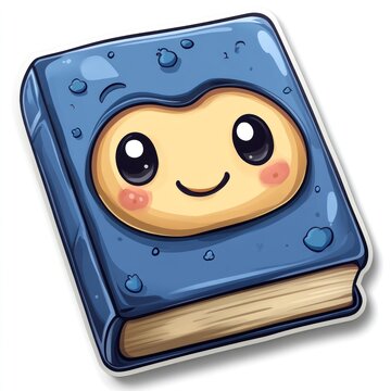recommend clip art: Adorable Book Character Illustration: A Cute Blue Book with a Smiling Face