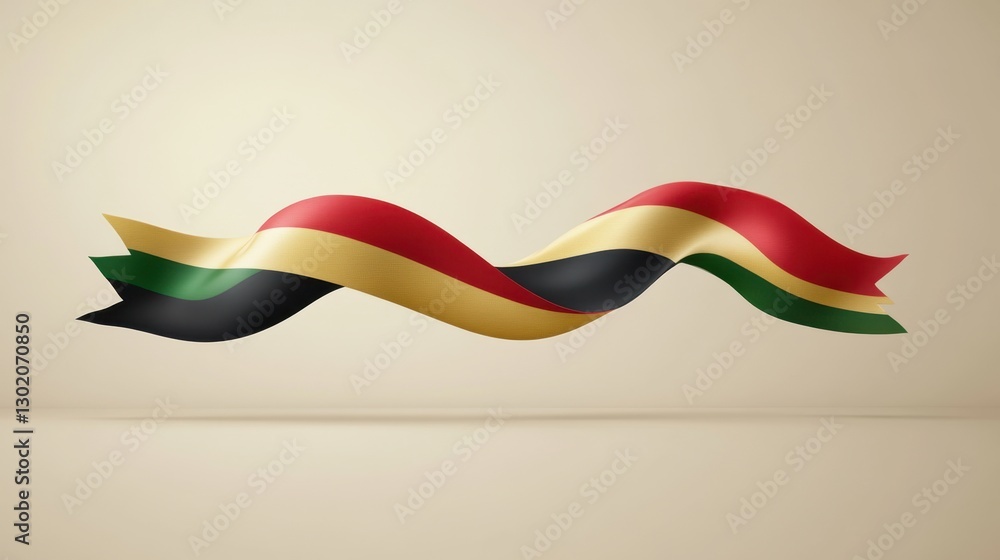 Poster symbolic ribbon featuring pan-african flag colors: a representation of unity and identity