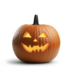 Carved Jack-o'-lantern against white background