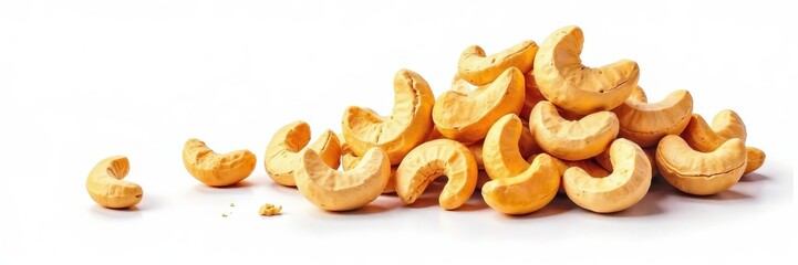 Watercolor painting of cashew nuts and snack bar on white background, food, snack bar, art