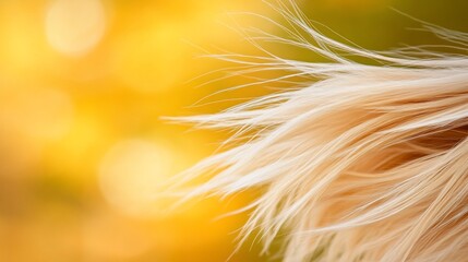 Golden fur blowing in autumn breeze
