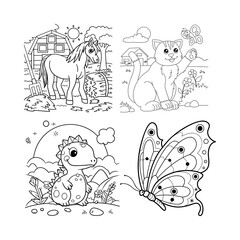 Obraz premium Cute Animal and Fantasy Coloring Pages for Kids2