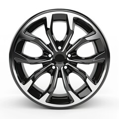 Obraz premium A sleek, modern alloy wheel featuring a stylish design and polished finish. isolated on white background