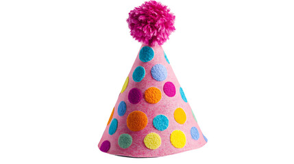 Colorful Polka Dot Party Hat on transparent background Generative Ai