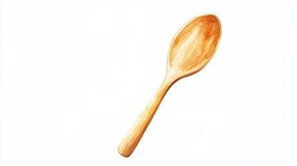 Wooden spoon with handle isolated on white, natural kitchen utensil for cooking and serving